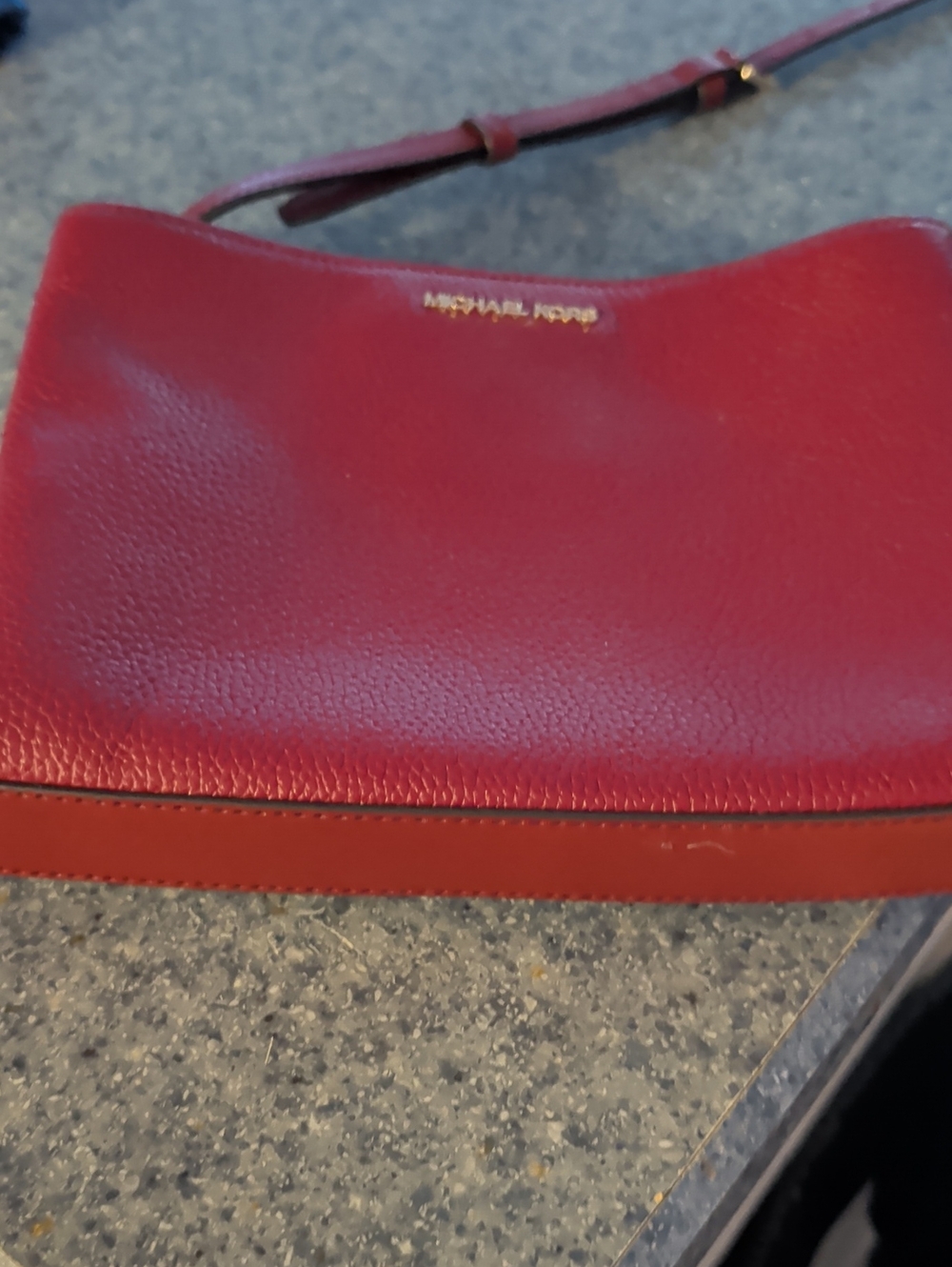 Michael Kors Cherry Red Pebbled Leather Crossbody Bag